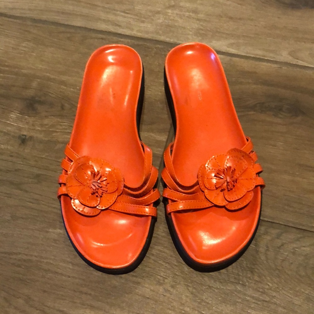 Orange Flower Slip-ons